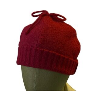 Red Knit Beanie with Bow